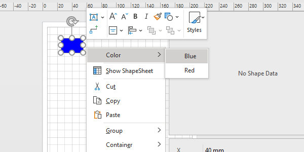 Shape color change through a Sub-menu