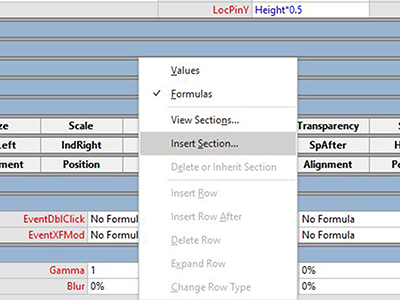 Add section in ShapeSheet