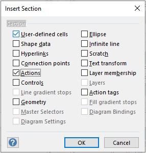 Select a section for the ShapeSheet