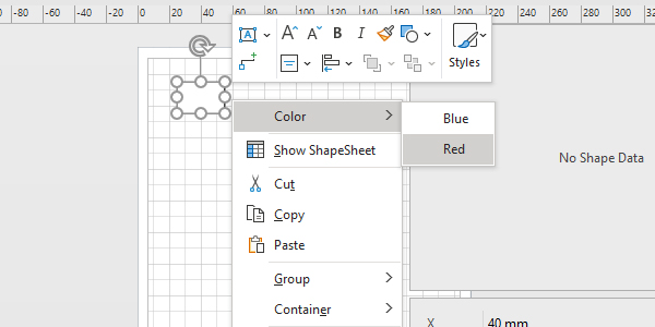 Sub-menus for the shape